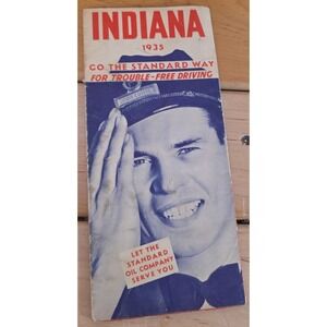 1935 Indiana Standard Oil Highway Tourist Map Vintage AAA Road Atlas
